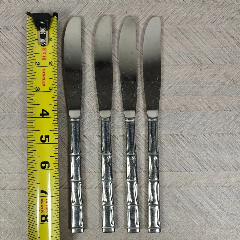 Reed & Barton Rebacraft Stainless Steel Bamboo Dinner Knives Set Of 4